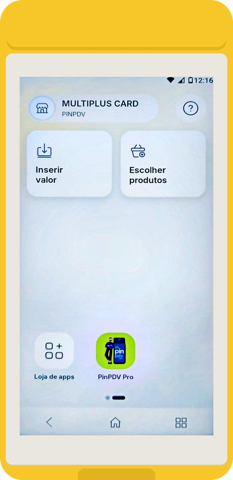 Segunda página da tela inicial com o atalho Loja de apps e o aplicativo PinPDV Pro instalado