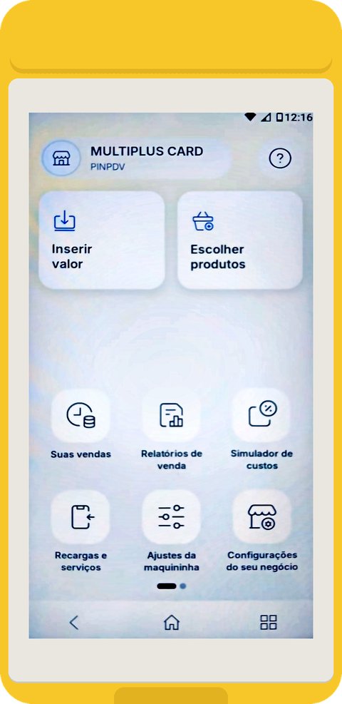 Tela inicial do terminal Point Smart 2 com o menu padrão do Mercado Pago