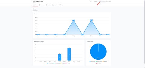 Portal do Cliente PINPDV com destaque para o nome do usuário no canto superior direito